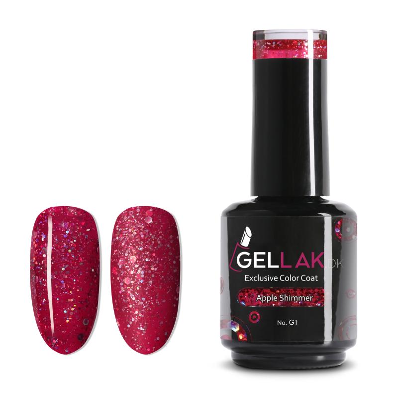 Rød Glimmer Gel Neglelak 15 ml - Høj Holdbarhed!