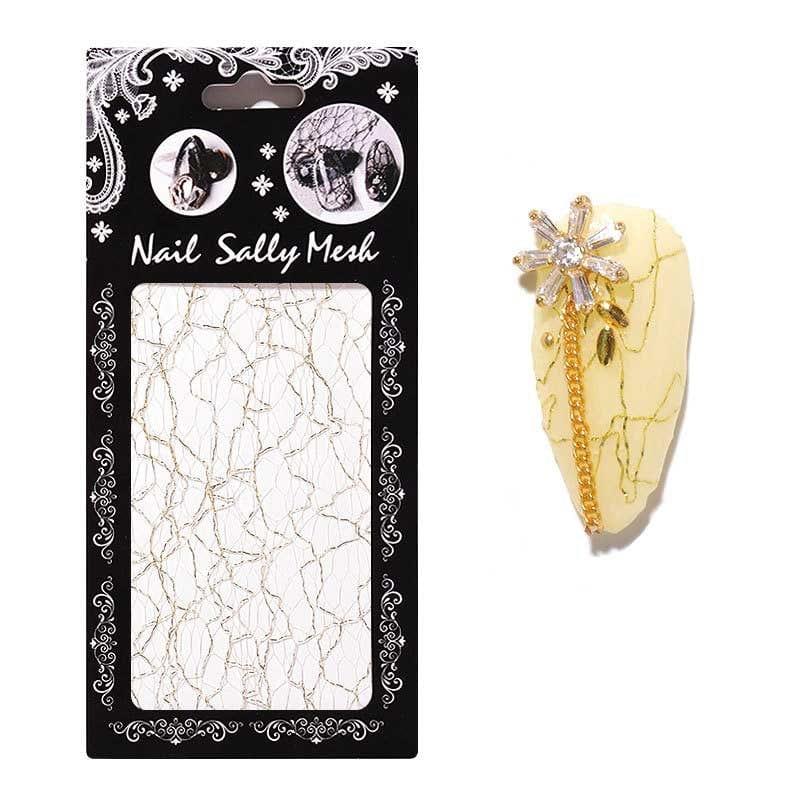 Nail Art Mesh i Guld/Hvid - Skab Fantastiske Negledesigns!