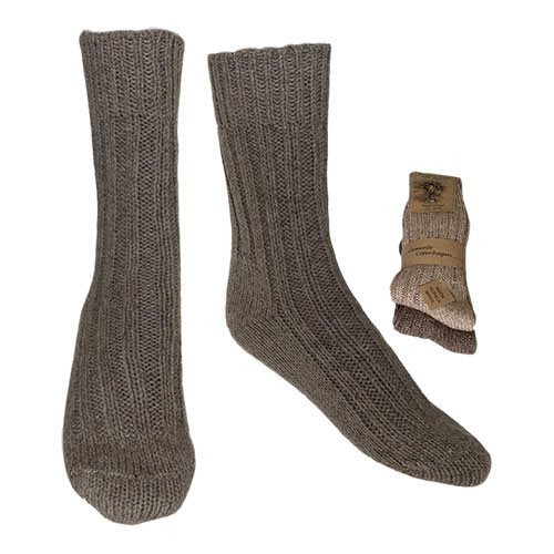 Clemente Tykke Alpaka Strømper i Brun og Beige - 2 Pak