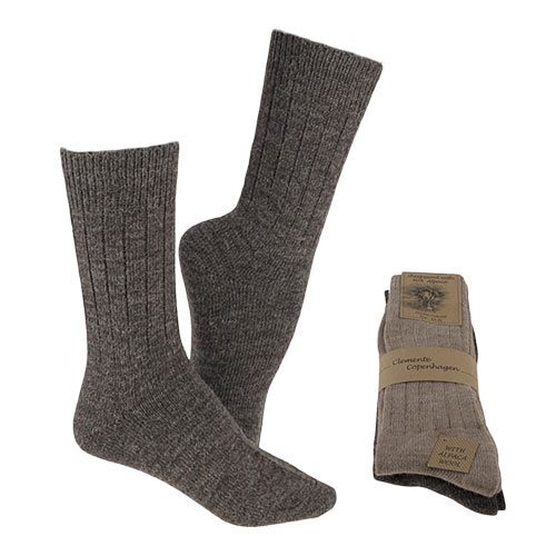 Clemente Strømper Brun Beige Str  43 46 2 Pak Alpaka Strømper Tynde