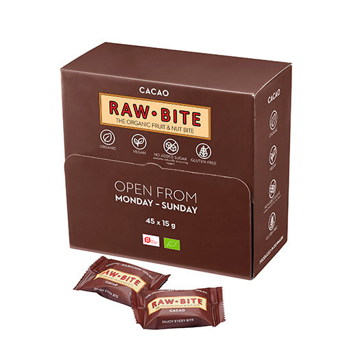 Veganskrawbite Rawbite Officebox Cacao 45x15g    økologisk