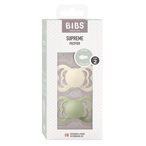 Bibs Bibs Supreme Silicone Size 2 Ivory Sage 2 Pack