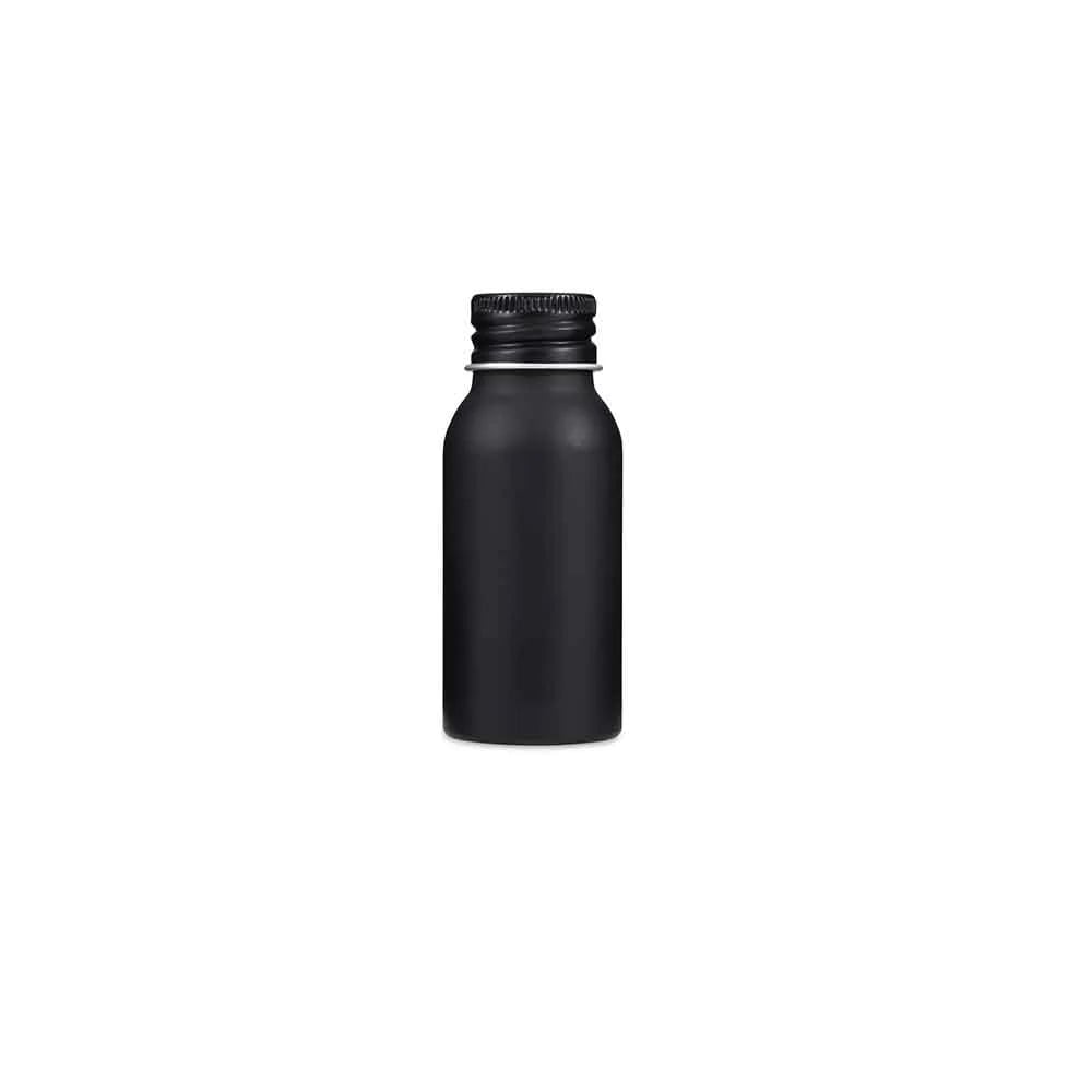 Aluminium Flaske 50 Ml Sort Med Låg Skumgummipude Lakeret 8 4 Cm Høj 3 6 Cm Diameter Hedenhus