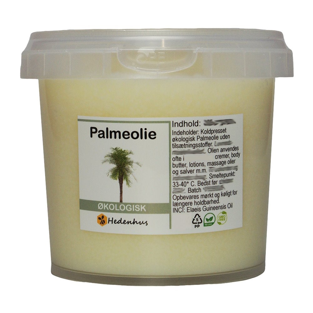 Palmeolie økologisk Koldpresset 100 G Fast Olie  Cremet Hvid  Neutral Duft   Hedenhus   Fugtighedsgivende  Vitamin A Og E