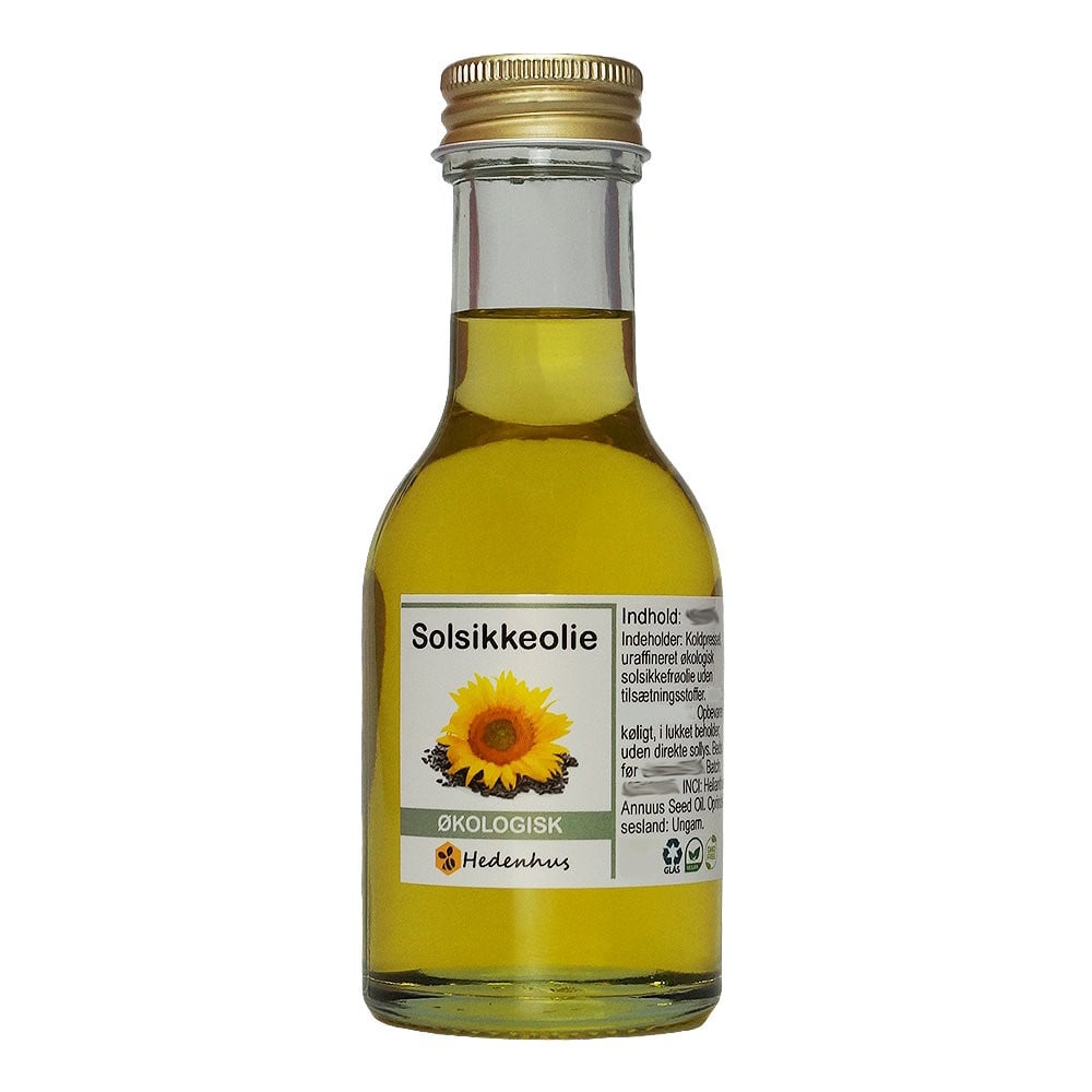 økologisk Koldpresset Solsikkeolie 100 Ml   Rig På Vitaminer A  C  D  E  Let Absorberet   Hedenhus