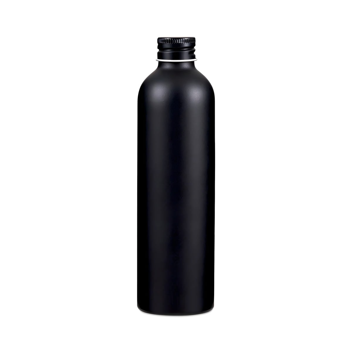 Aluminium Flaske 250 Ml Blank Sort Med Sort Låg Lakbelagt 174 Mm Højde Hedenhus Egnet Til Væsker Og Olier