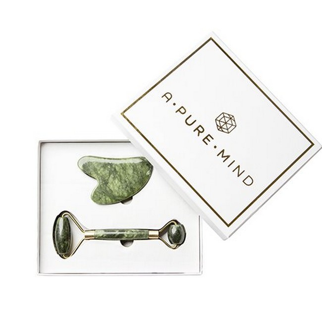 A Pure Mind   Jadesten Gaveæske Ansigtsrulle   Gua Sha Green Jade
