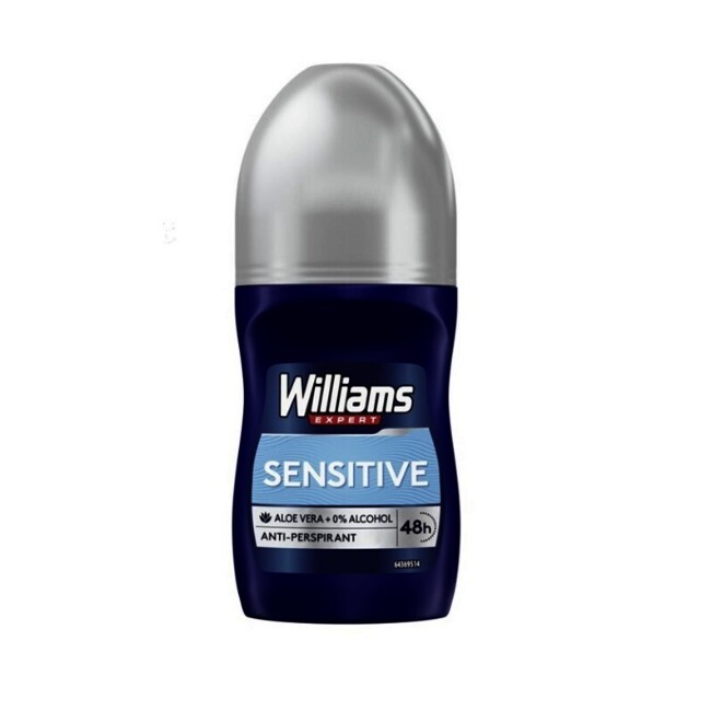 Williams   Expert Sensitive Deo Roll On Antiperspirant 48h Aloe Vera   50 Ml