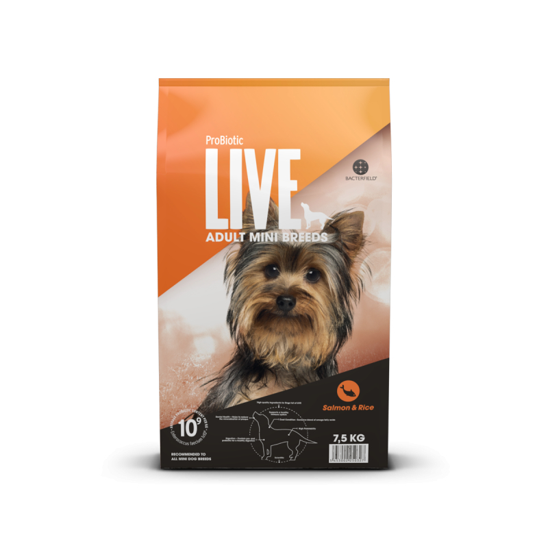 2 Kg  Probiotic Live Adult Mini Breeds   Voksenfoder Med Laks Til Små Hunderacer