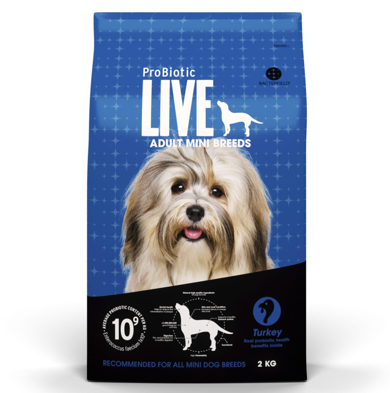 2 Kg Probiotic Live Adult Mini Breeds   Voksenfoder Med Kalkun
