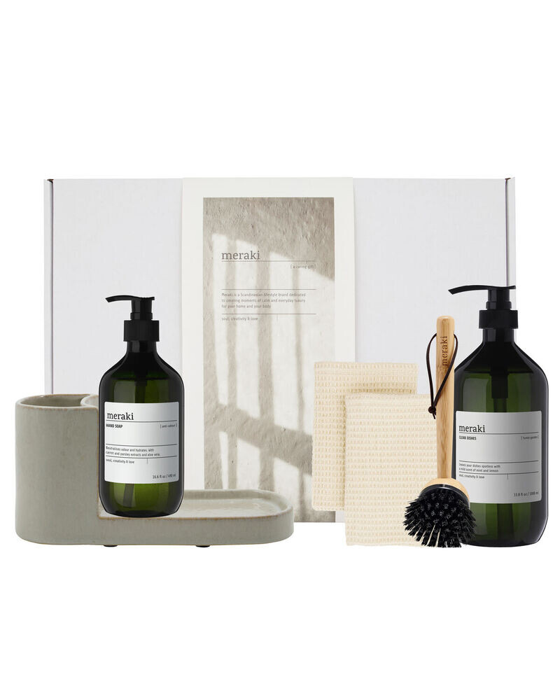Meraki Gaveæske  Jul  Grey Holder   Nature Brush   Anti Odour Hand Soap   Forest Garden Dish Wash  490 1000ml