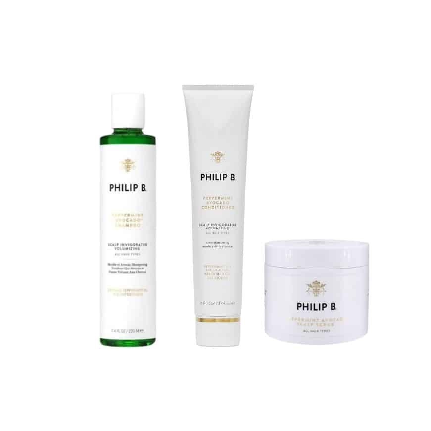 Philip B Peppetmint Avocado Shampoo 220ml   Conditioner 178ml   Scalp Scrub 236ml